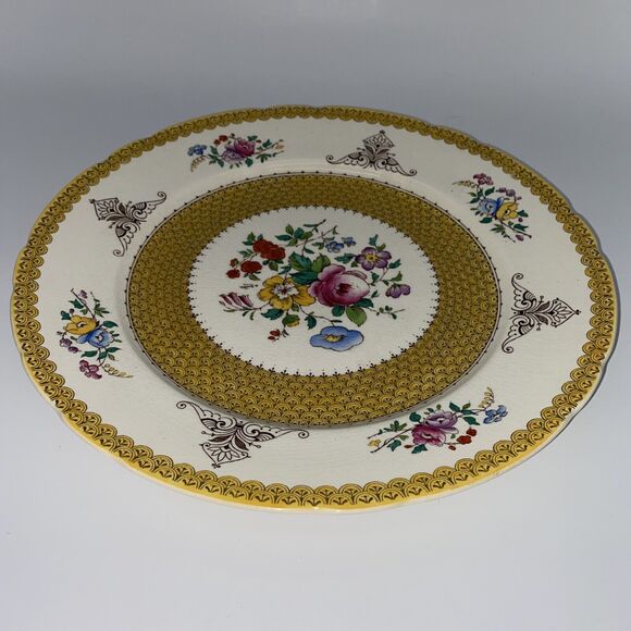 Antique Royal Cauldon Est 1774 Made in England Yellow Floral 11” Dinner Plate - Picture 5 of 12